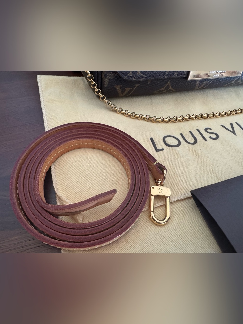 Louis Vuitton Favorite PM Monogram Canvas Brown & Gold Chain Crossbody Bag - Picture 3 of 15